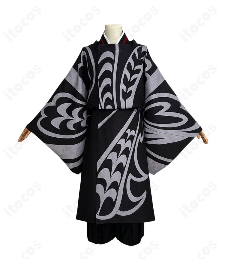 鬼滅の刃 鬼舞辻無惨 平安時代コスプレ衣装の正面デザイン。襟元と帯位置のバランスで貴族装束の雰囲気を再現したカット。