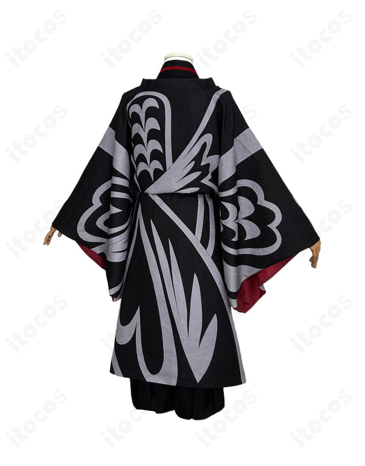 鬼滅の刃 無惨様 平安時代・貴族装束コスプレ衣装の背面シルエット。落ち着いた直線美と裾の広がりがわかる後ろ姿。