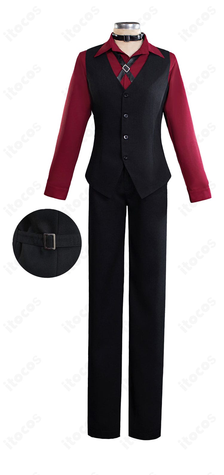 中原中也 BEAST版コスプレのマント風コート内側とベストの細部。縫製と質感を近接で示した高品質ディテール。