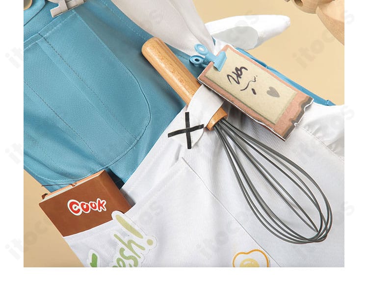 第五人格 秘密のコック コスプレ衣装の腰飾りディテール。コントラストの効いた配色で写真映え。