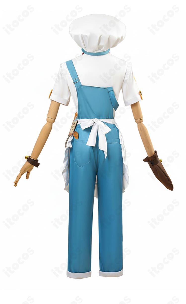 第五人格 ボンボン 秘密のコック コスプレ衣装の背面。エプロンと腰飾りの配置を忠実再現。