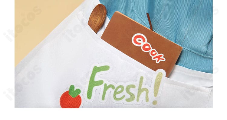 ボンボン 秘密のコック コスプレ衣装のスカーフ装飾素材感。発色の良い赤でアクセントに。