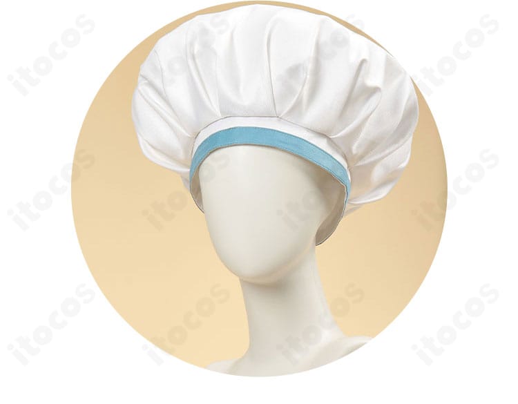 ボンボン 秘密のコック コスプレ衣装の帽子デザイン。コック風フォルムで世界観を演出。