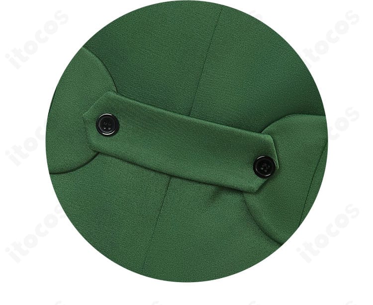 エスカノール衣装 上衣背面の装飾アップ。背ベルトとダーツの入り方を確認できるカット