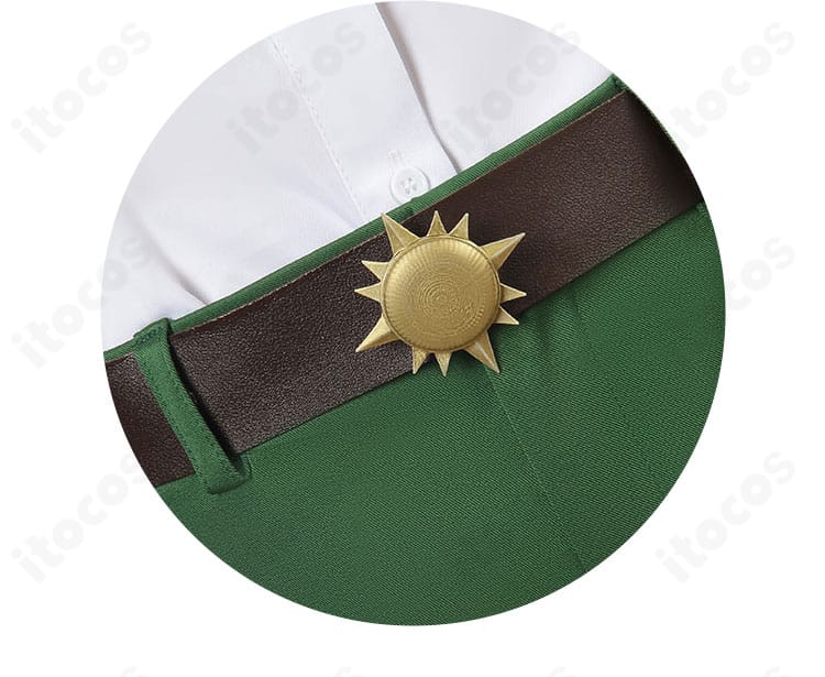 七つの大罪 エスカノール衣装に付属するベルト装飾のクローズアップ。質感とバックル形状を確認