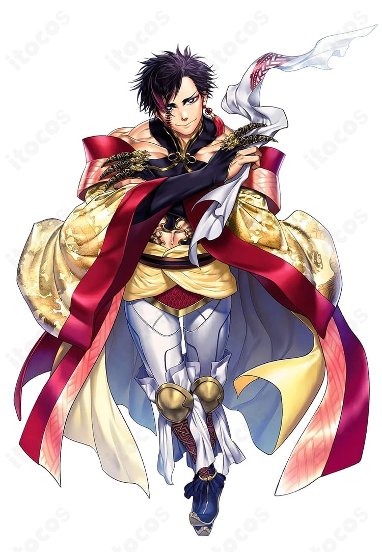 終末のワルキューレ 始皇帝（秦始皇）コスプレ衣装の正面全身。威厳あるアーマー調デザインとハリのあるシルエットを高再現