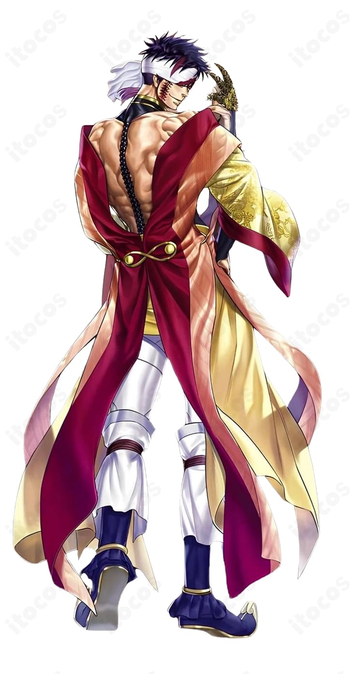 終末のワルキューレ 始皇帝コスプレ衣装の背面全体。マント風シルエットと重厚な背面装飾で皇帝の存在感を表現