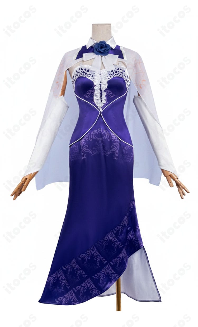 86―エイティシックス― レーナ 8.6周年記念コスプレ衣装の正面デザイン。ワンピースとマントの全体シルエット