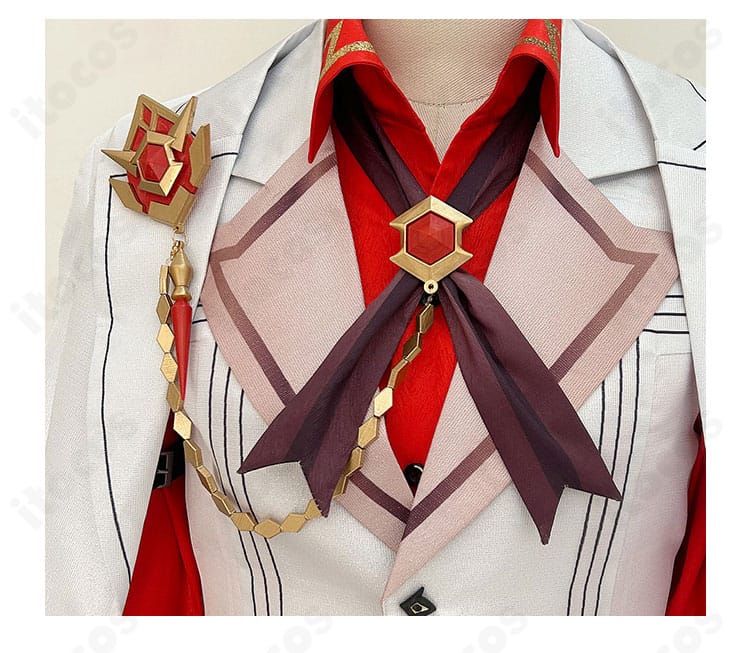 原神 タルタリヤ 原神FES衣装の衣襟装飾アップ。質感と仕立てのステッチが分かるディテール写真。