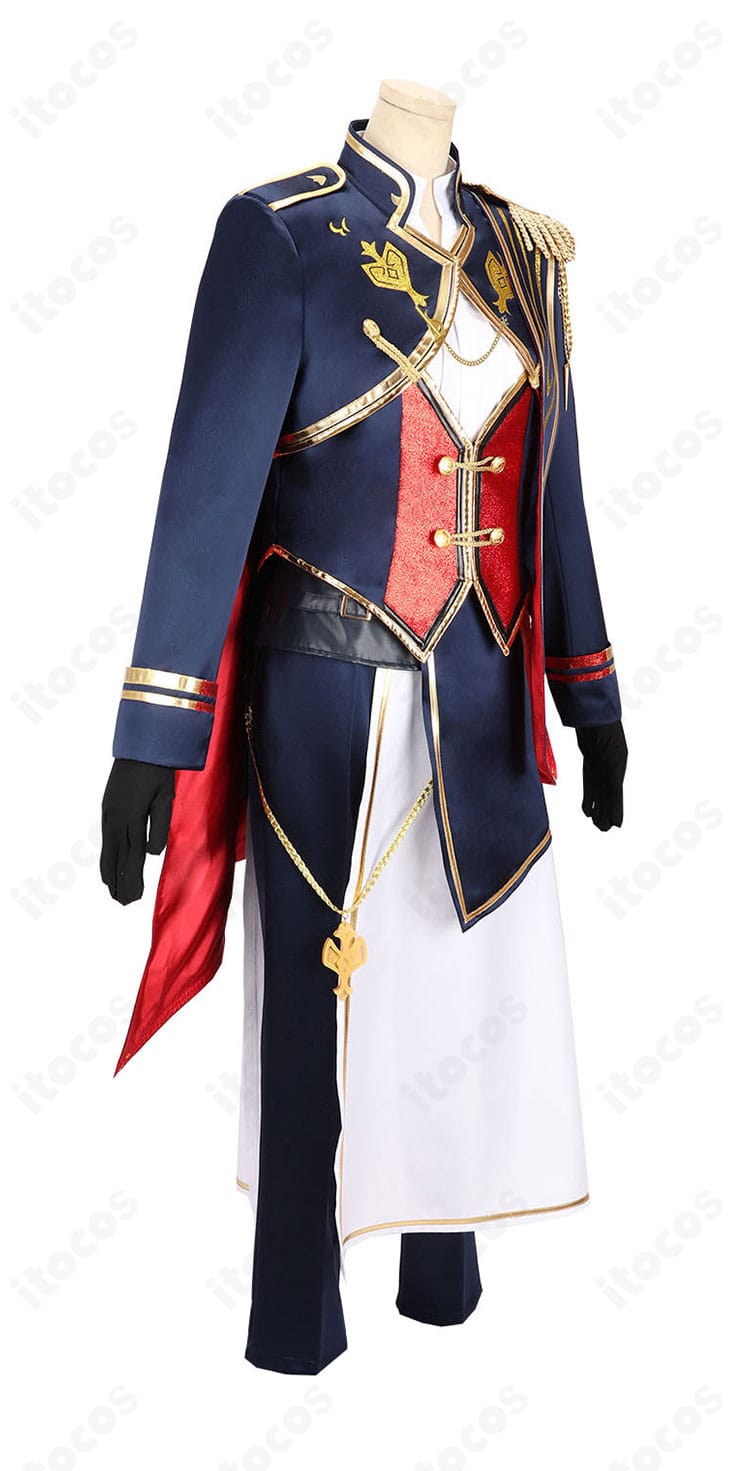 にじさんじ セラフ・ダズルガーデン 共通衣装の側面から。すっきりした縦ラインとマントの落ち感、レイヤードが映えるシルエットを強調。