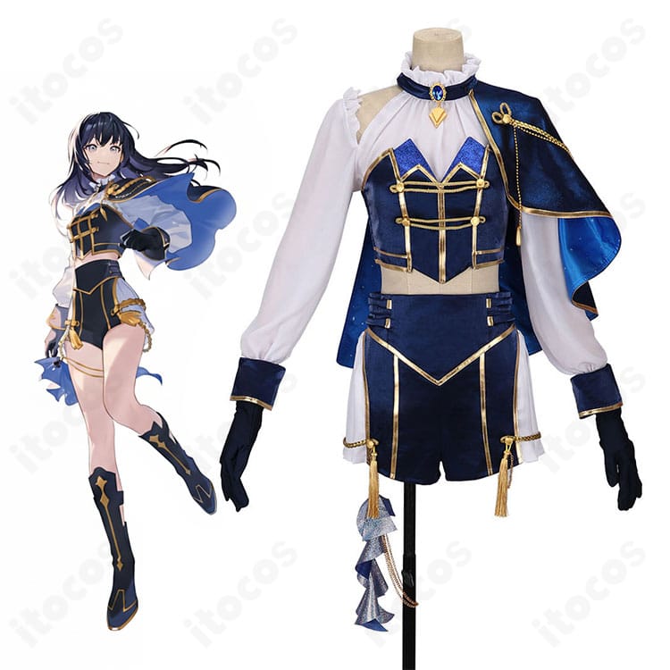 にじさんじ 先斗寧 共通衣装のコスプレを全身着用した参考写真。爽やかな配色とマントの揺れ感が分かるカット