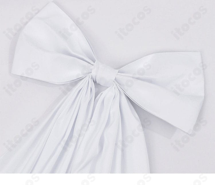幽鬼 メイド服コスプレの白色リボン装飾。コーデのアクセントになるパーツを分かりやすく撮影。