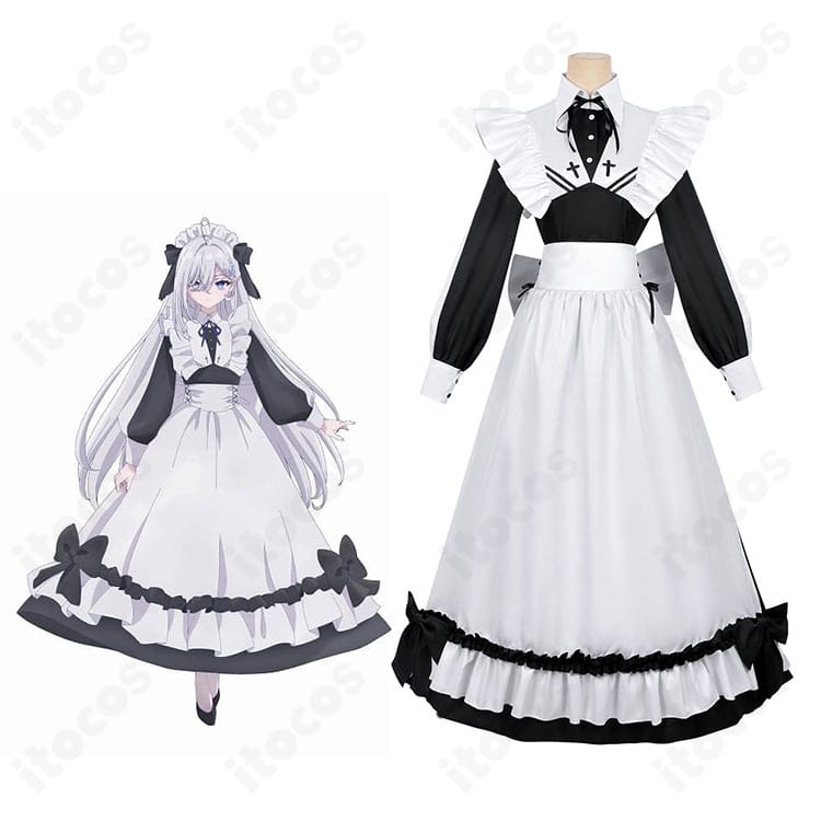 「死亡遊戯で飯を食う。」幽鬼 メイド服コスプレ衣装を全身で着用したイメージ。キャラクター再現のバランスが分かる写真。