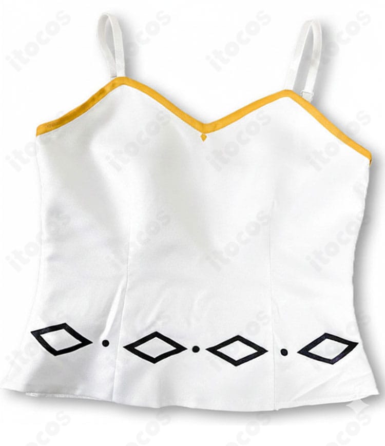 ラプラス・ダークネス アイドル衣装の上衣ディテール。刺繍とライン入り装飾を近距離で確認。