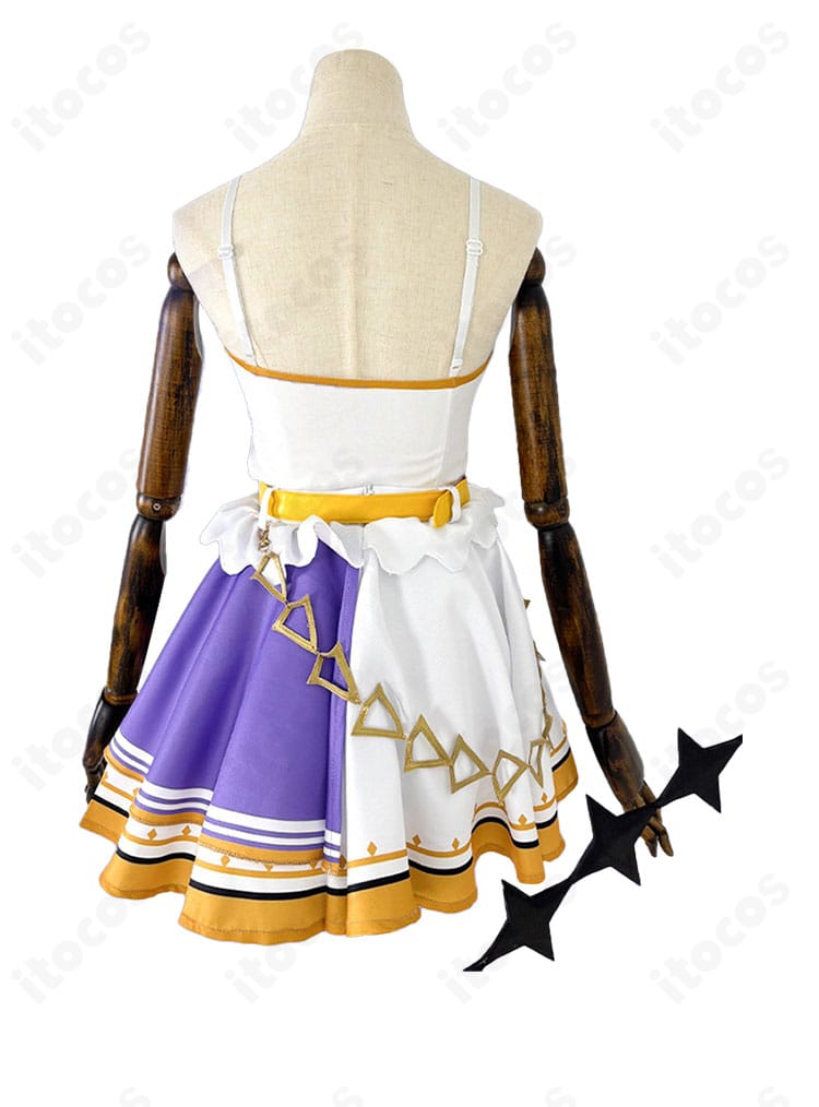 ラプラス・ダークネス アイドル衣装のスカート背面装飾。動きに映えるレイヤー構成とリボンの揺れ感。