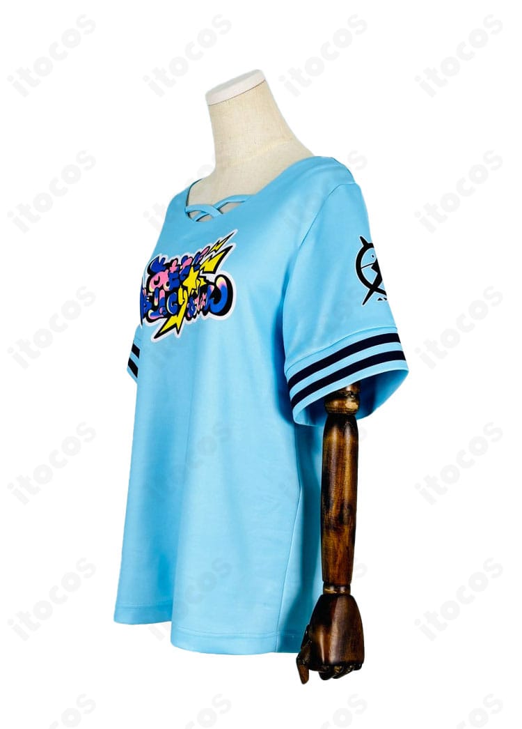 ホロライブ 水宮枢 Tシャツ私服コスプレ衣装の左側ライン。イベントや撮影で映えるバランスの良い丈感