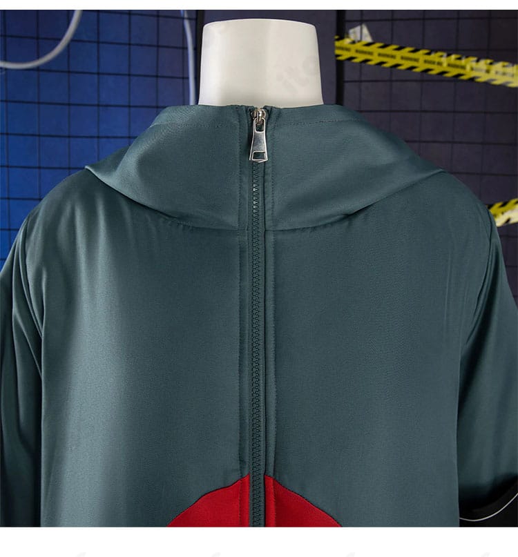 ガチアクタ ギータ 衣装の門襟×ジッパー装飾ディテール。質感と縫製の仕上がりが分かる