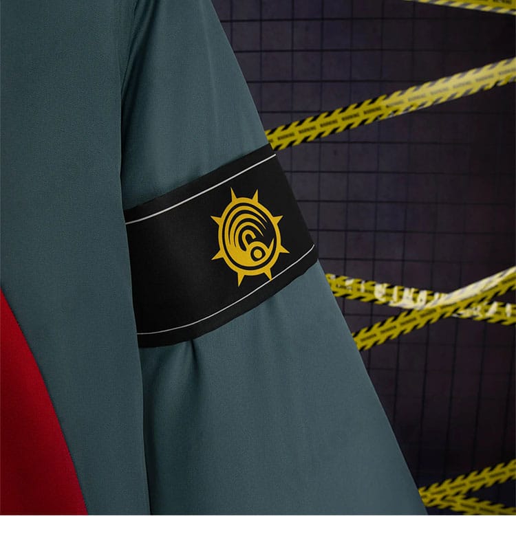 ガチアクタ ギータ 衣装の袖徽章ディテール。近接撮影に耐える精密な仕上がり