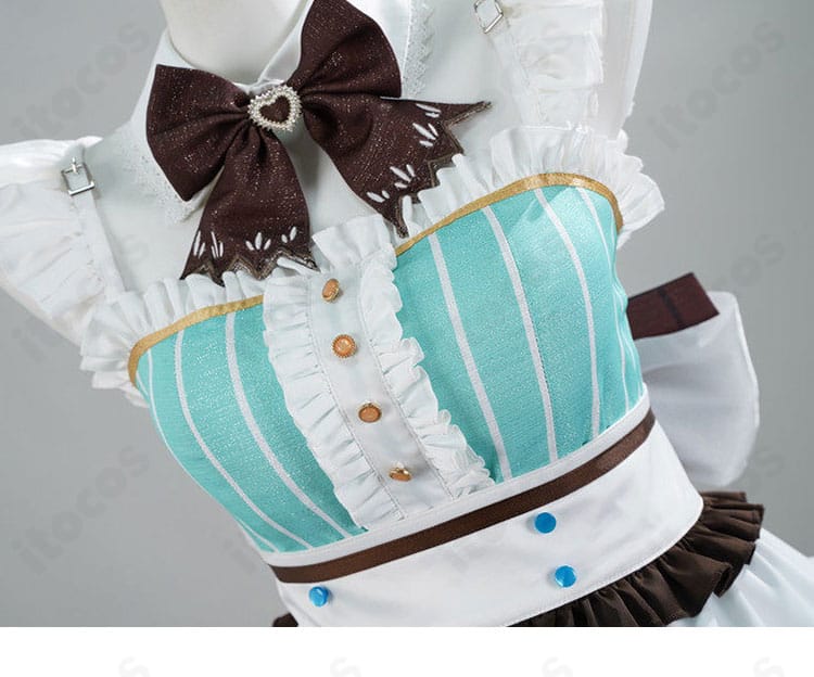 ミント・ファントーム メイド服の蝶結びリボン装飾。キャラクター性を引き立てる背面ポイント