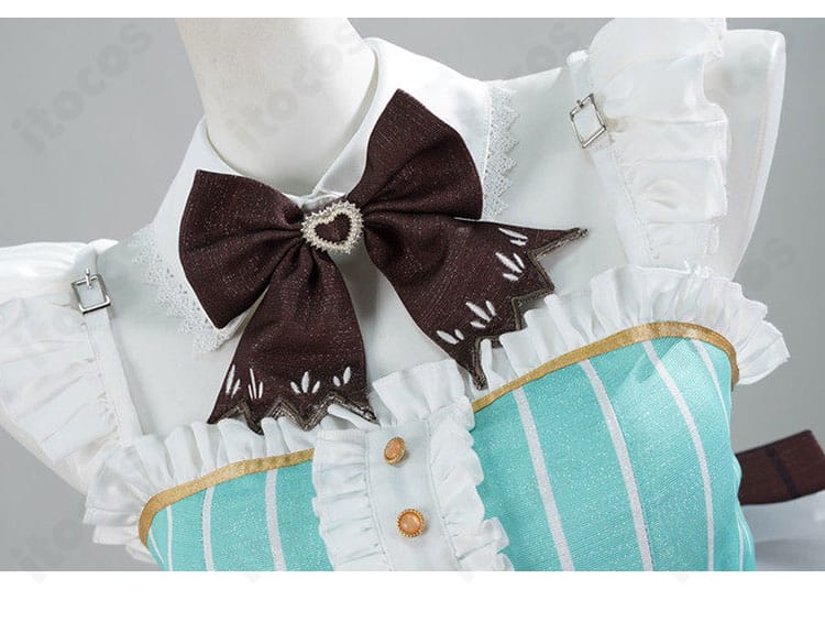 ミント・ファントーム メイド服の襟元ディテール。上品なつけ襟で清楚な雰囲気を演出