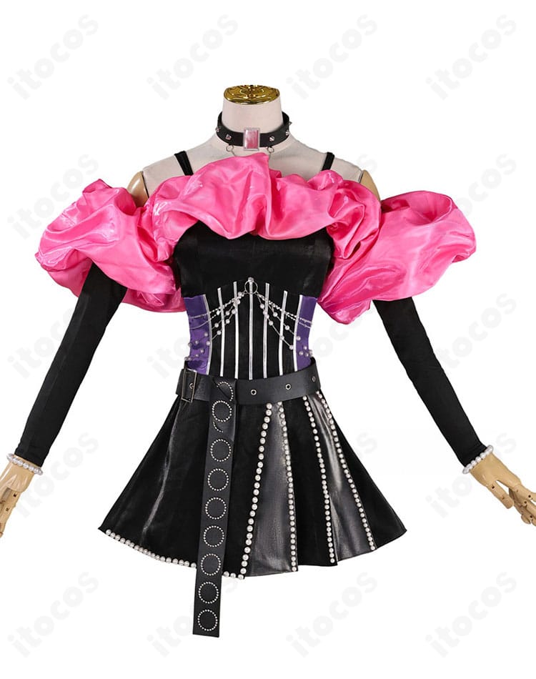 ホロライブ 綺々羅々ヴィヴィ ステージ衣装2025 正面全体図。ワンピースのラインと装飾配置、シルエットを確認。