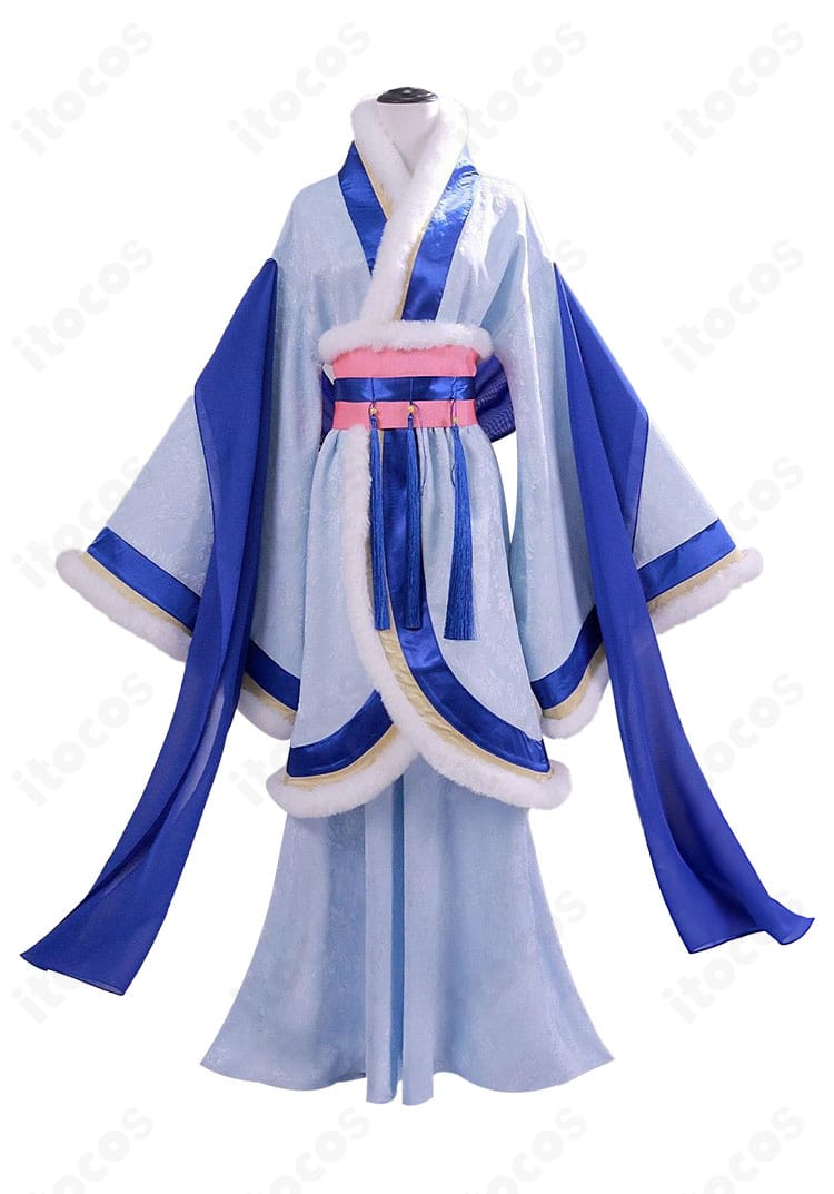 薬屋のひとりごと 猫猫 冬服コスプレ衣装の正面デザイン。端正な衿元と自然なAラインシルエットを忠実に再現。