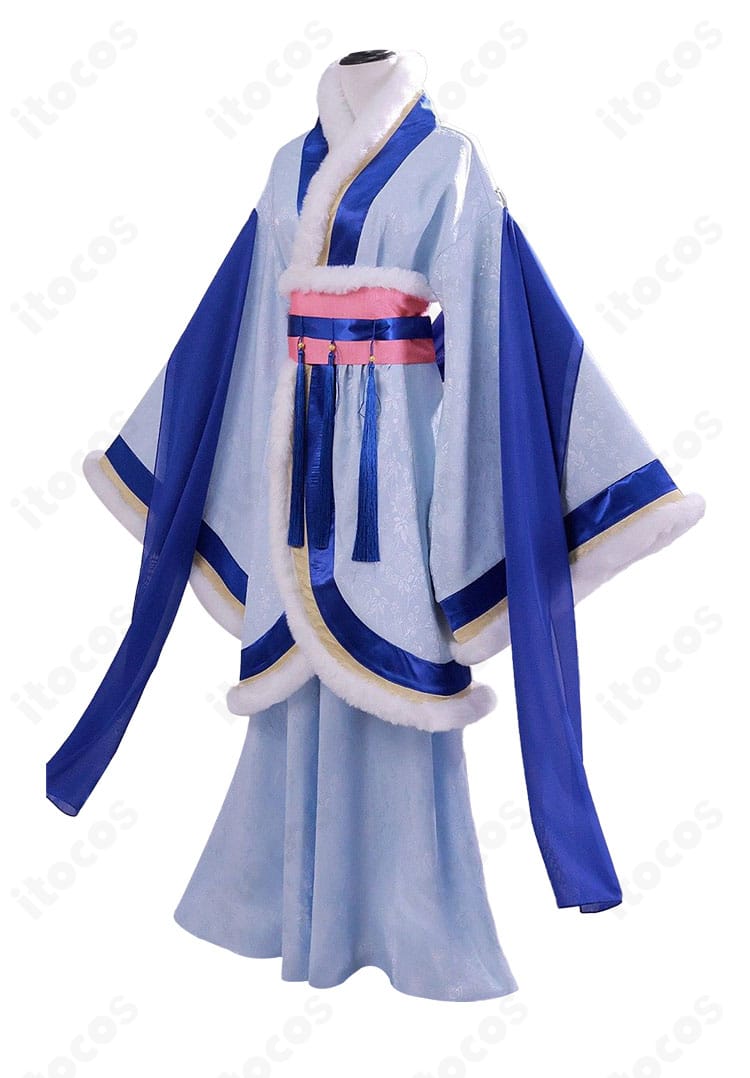 薬屋のひとりごと 猫猫 冬服コスプレ衣装の側面。動きやすさを意識したパターンで横姿も美しく見える設計。