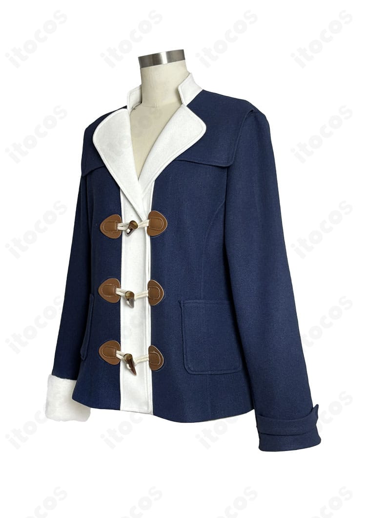 ユキノビジン 勝負服コート左側面。肩〜袖のラインとウエストのシェイプを確認できる写真。