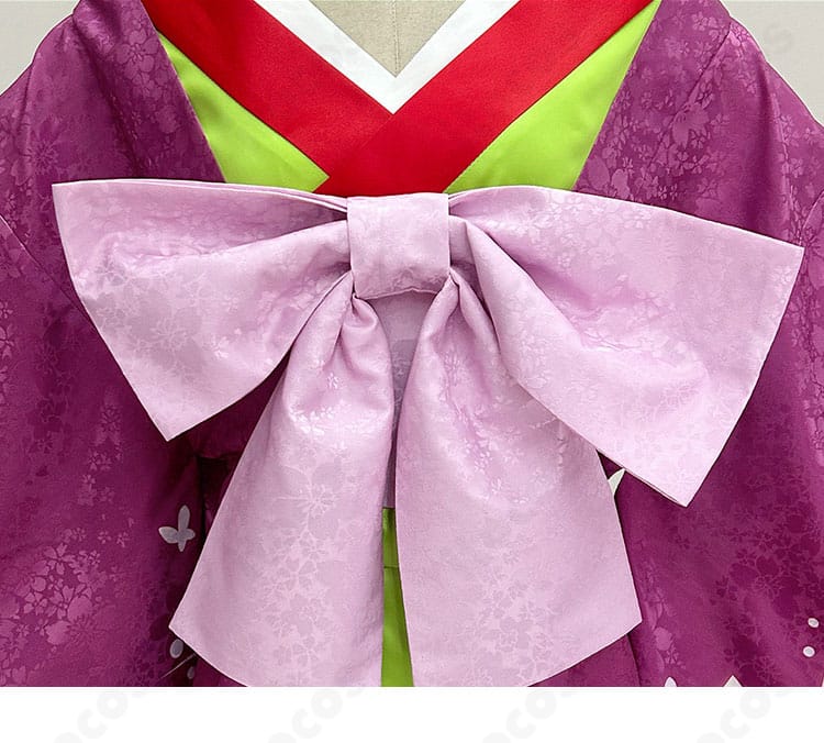 黒執事 藍猫 花魁風コスプレの腰封リボン装飾。女性らしいウエストラインを作る帯風デザインがポイント