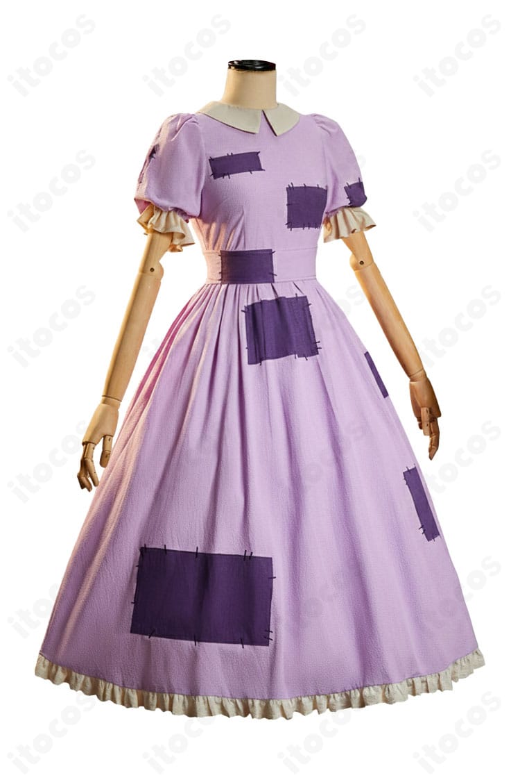 Ragatha（ラガサ）衣装の側面。ワンピースの丈感とウエストのシェイプ、横から見た髪飾りの見え方を示すカット。