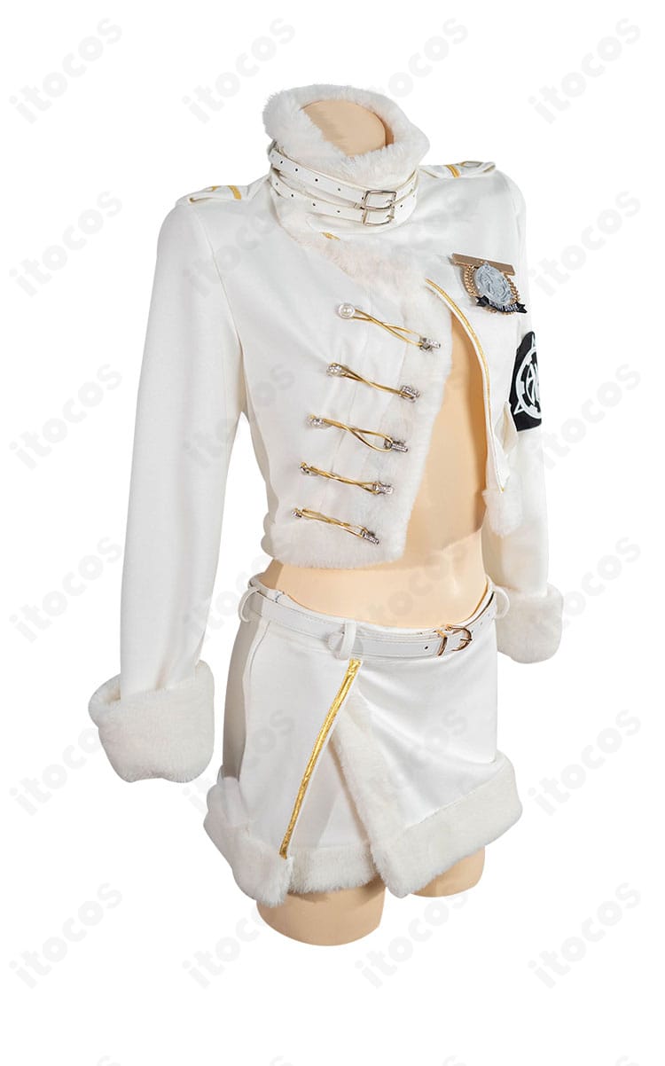 ブラン フォーチュンエクスプレス衣装の側面。ウエストラインとショートパンツの丈、シルエットの立体感を確認できる画像。