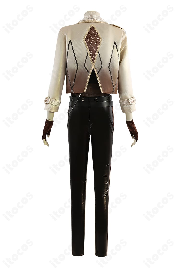 あんさんぶるスターズ！！ ステージ衣装の背面。コートとベルトの位置関係、背中のシルエットや装飾配置のバランスが分かる画像。