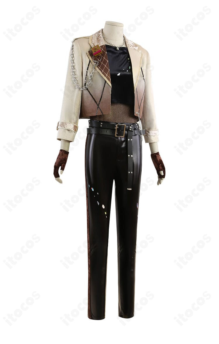 あんさんぶるスターズ！！ ステージ衣装の側面。コートの直線的なラインと飾りチェーンの見え方、立体的なシルエットを確認できる画像。