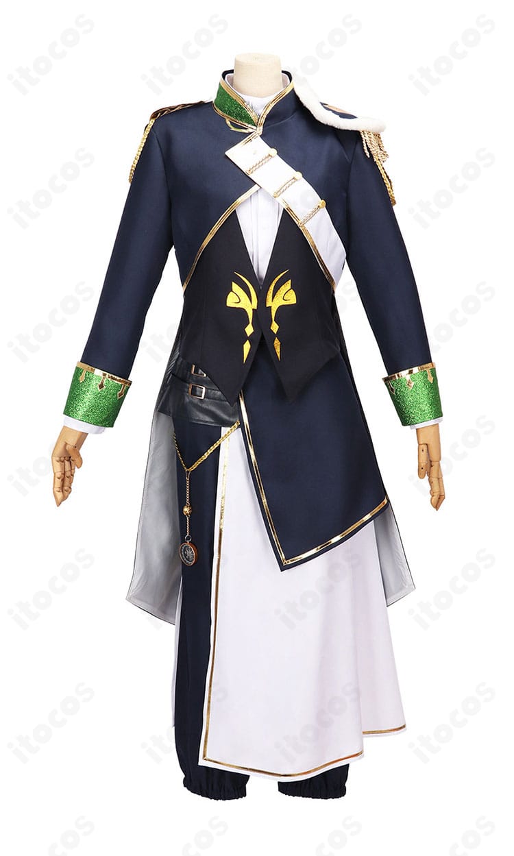 にじさんじ オリバー・エバンス 共通衣装コスプレの正面ディテール。コート前合わせとVゾーン、ベスト配置のバランスが分かるアップ。