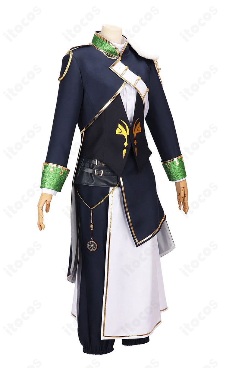 にじさんじ オリバー・エバンス 共通衣装コスプレの右側面。ロングコートのラインと腰布・腰飾りの位置関係を示す角度。