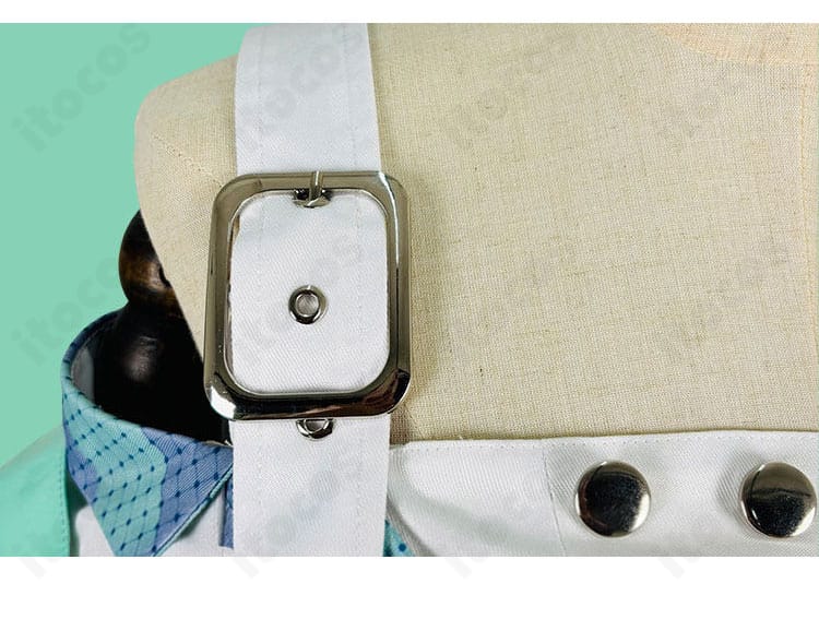 肩ストラップ装飾の接写。縫製の精度と金具・パイピングの質感が分かるディテール画像