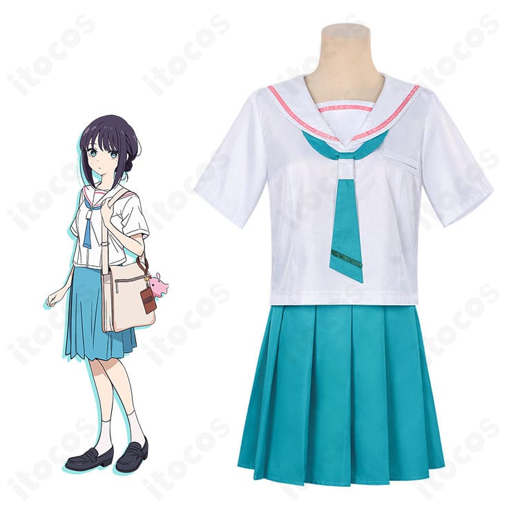 モデル着用の超かぐや姫！ 酒寄彩葉 制服コスプレ上下とスカーフの全身コーディネート