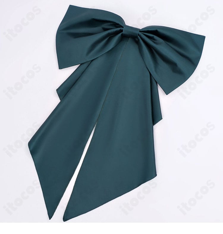 背部蝶結びのクローズアップ。大ぶりリボンの立体感と結び目の構造、撮影映えするボリューム感。