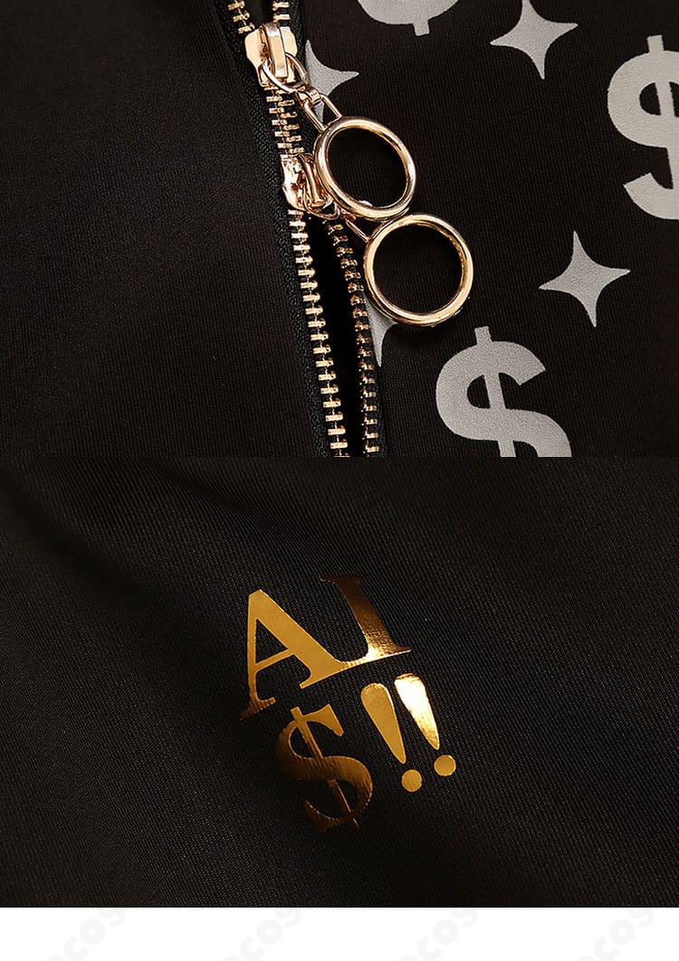 ファスナー風メタル装飾のディテール。パーツの光沢、直線的デザインがクールさを引き立てる様子