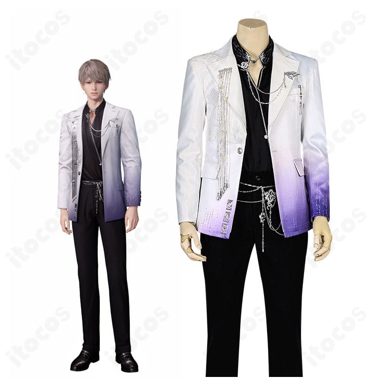 モデル着用の全身イメージ。恋と深空 カレ共通「朝夕に浸る夢」コスプレ衣装一式の雰囲気とシルエットが分かる写真