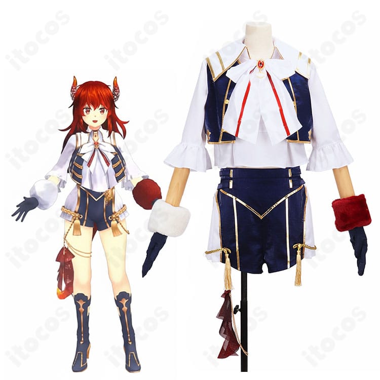 にじさんじ ドーラ 共通衣装の全身着用イメージ。コート×ショートパンツとスカーフのコーデでスタイリッシュに再現