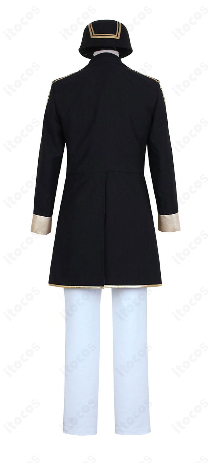 セベク・ジグボルト クラブ・ウェアの背面。背中のラインと裾の広がり、背面装飾を詳細に表示