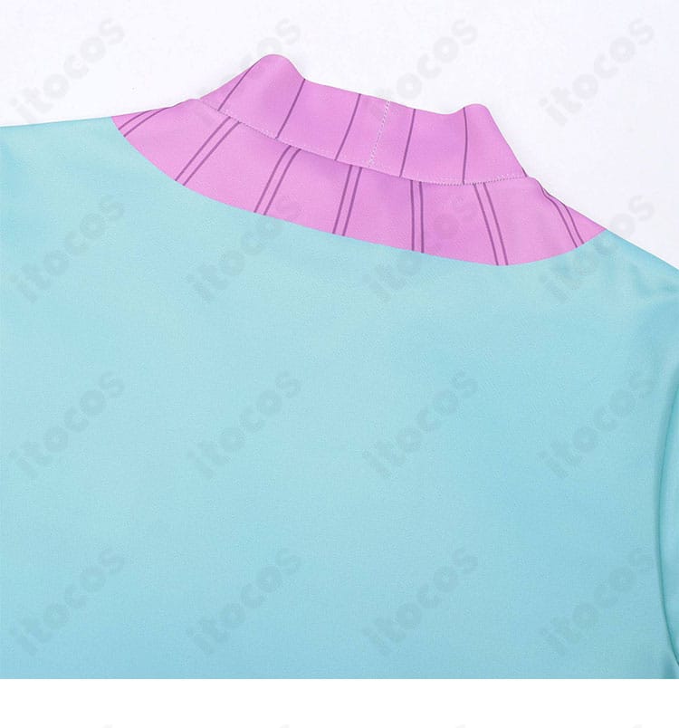 ITOCOS ブルーパーカーの背面ディテール（フード付け根と切り替え部）