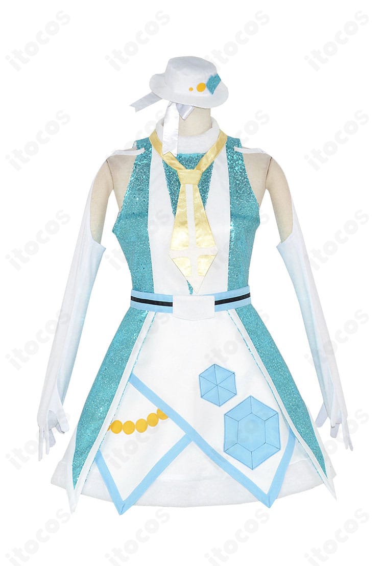 津島善子 聖なるリトルデーモン コスプレ衣装の正面全体。ウエストシェイプとネクタイ・ベルトの配置が確認できる。