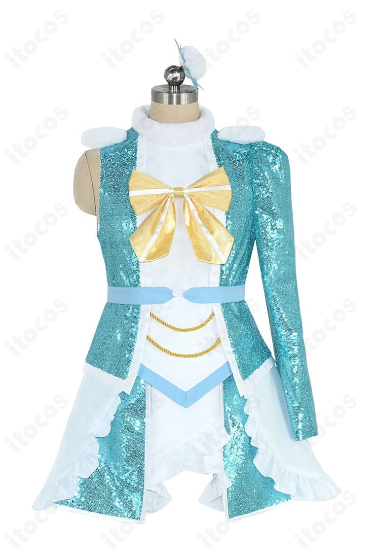 国木田花丸「自己ベスト更新ずら♪」コスチュームの正面全体。ワンピースとベルトのシルエットが分かる画像。