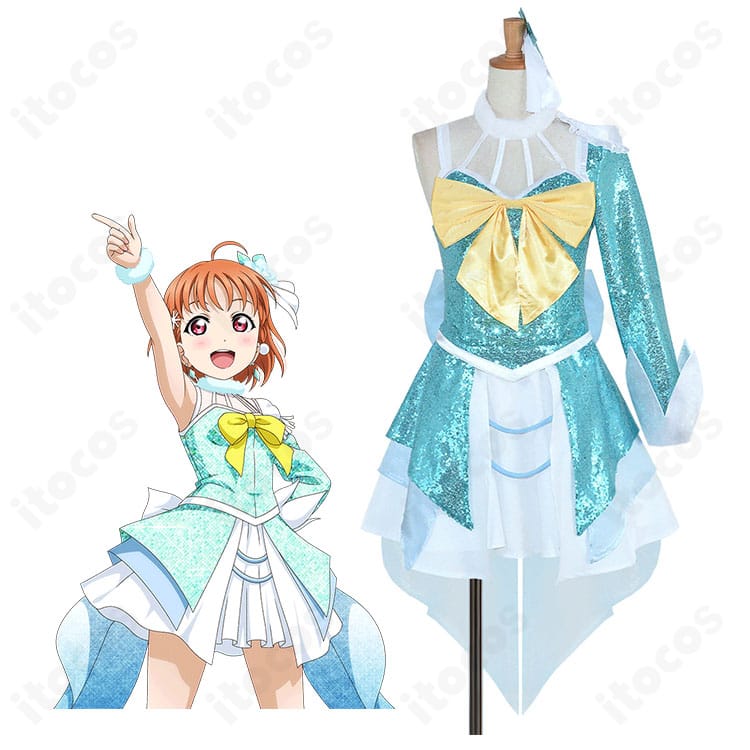 高海千歌『みんなのパワー』コスプレ一式を着用したモデルの全身イメージと衣装の雰囲気