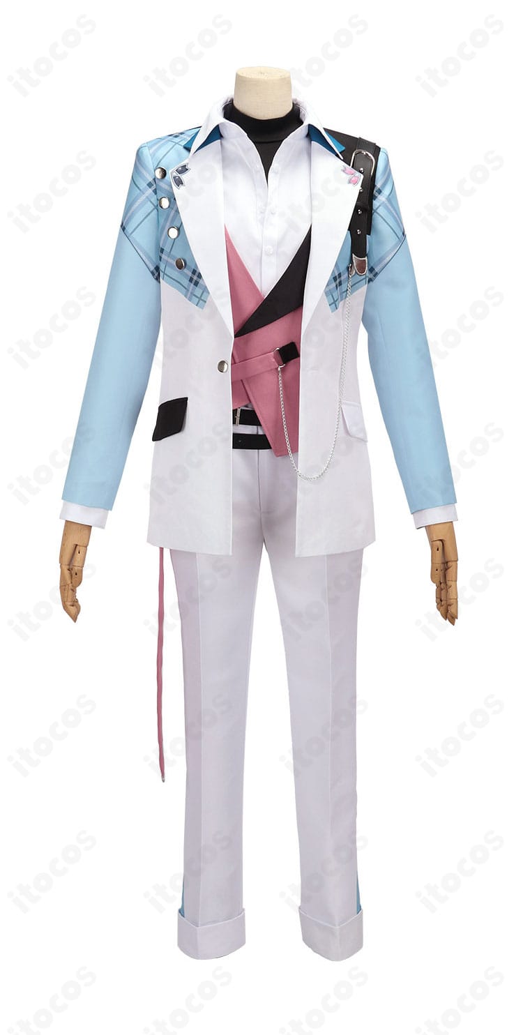 皇れお デフォルト衣装の正面全体。コートのフロントラインとベルト位置が分かる構図。