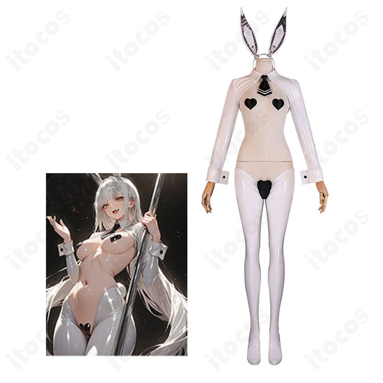 モデルが着用するブラン逆バニー衣装一式の全身イメージ