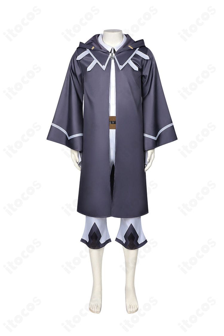 クノン・グリオン衣装の正面全体。マント、シャツ、ズボン、ベルトのシルエットがわかる構図。