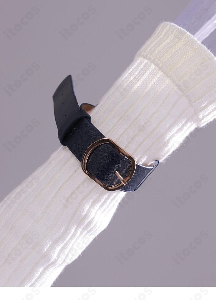 レッグウォーマーの編み紐装飾ディテール